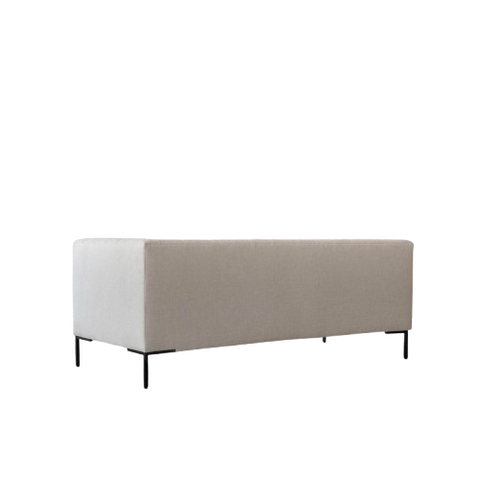 Pearl Grid Fabric Sofa | Hand-Tufted Off-White | Black Metal Legs | Contemporary Chesterfield Style