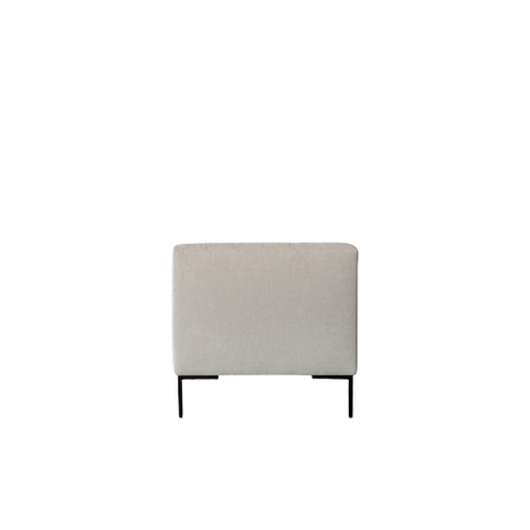 Pearl Grid Fabric Sofa | Hand-Tufted Off-White | Black Metal Legs | Contemporary Chesterfield Style