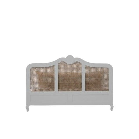 Cabriole Cane Bed | White French Provincial Wooden Bed | Cane Headboard & Footboard | King & Queen | Oakvello