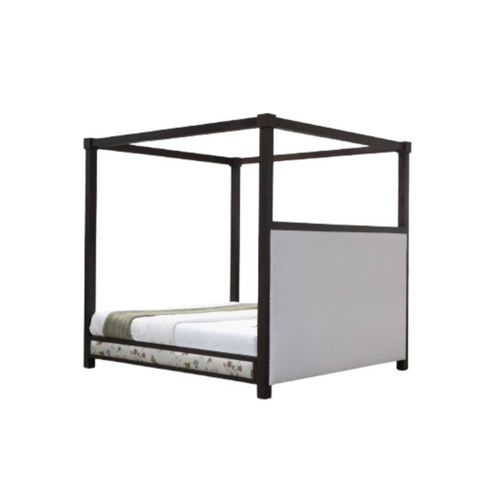 Botanica Canopy Bed | Floral Upholstered Four Poster Wooden Bed | King & Queen Size | Oakvello