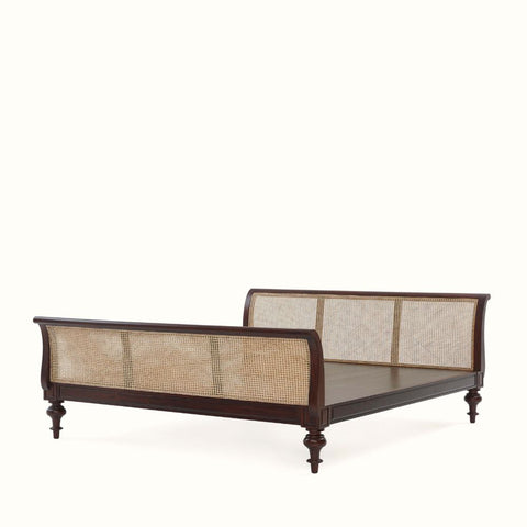 Kora Cane Wooden Bed | Sheesham Wood | Hand-Woven Cane Headboard & Footboard | King & Queen Size | Oakvello