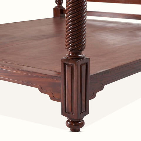 Colonial Cane Sheesham Wood Bed | Four Poster Canopy Bed with Cane Headboard | King & Queen Size | Oakvello