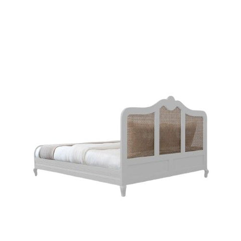 Cabriole Cane Bed | White French Provincial Wooden Bed | Cane Headboard & Footboard | King & Queen | Oakvello