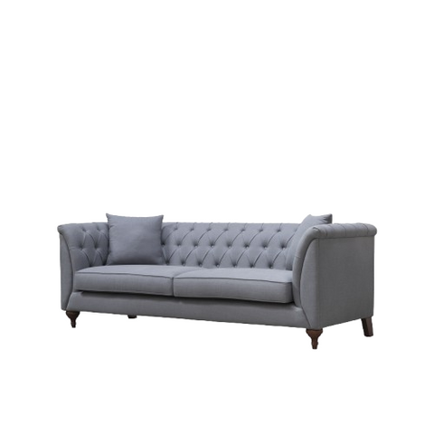 Dusk Grey Sofa | Grey Fabric Sofa | Handcrafted Chesterfield with Button Tufting & Flared Arms