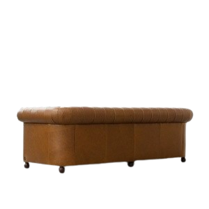 Walnut Tuft Sofa | Handcrafted Leather Chesterfield Sofa with Diamond Tufting & Rolled Arms