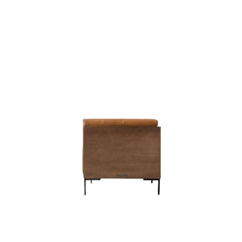 Amber Stitch Sofa | Tufted Leather Sofa with Black Metal Legs & Oak Accents