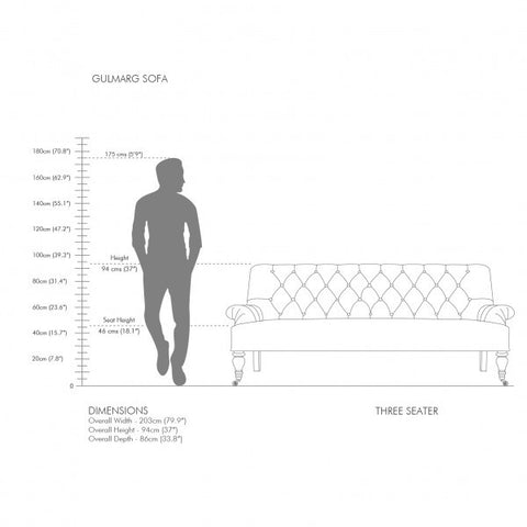 Ivory Caster Sofa | Fabric Sofa with Hand-Tufted Quilted Back, Brass Caster Wheels & Solid Wood Frame