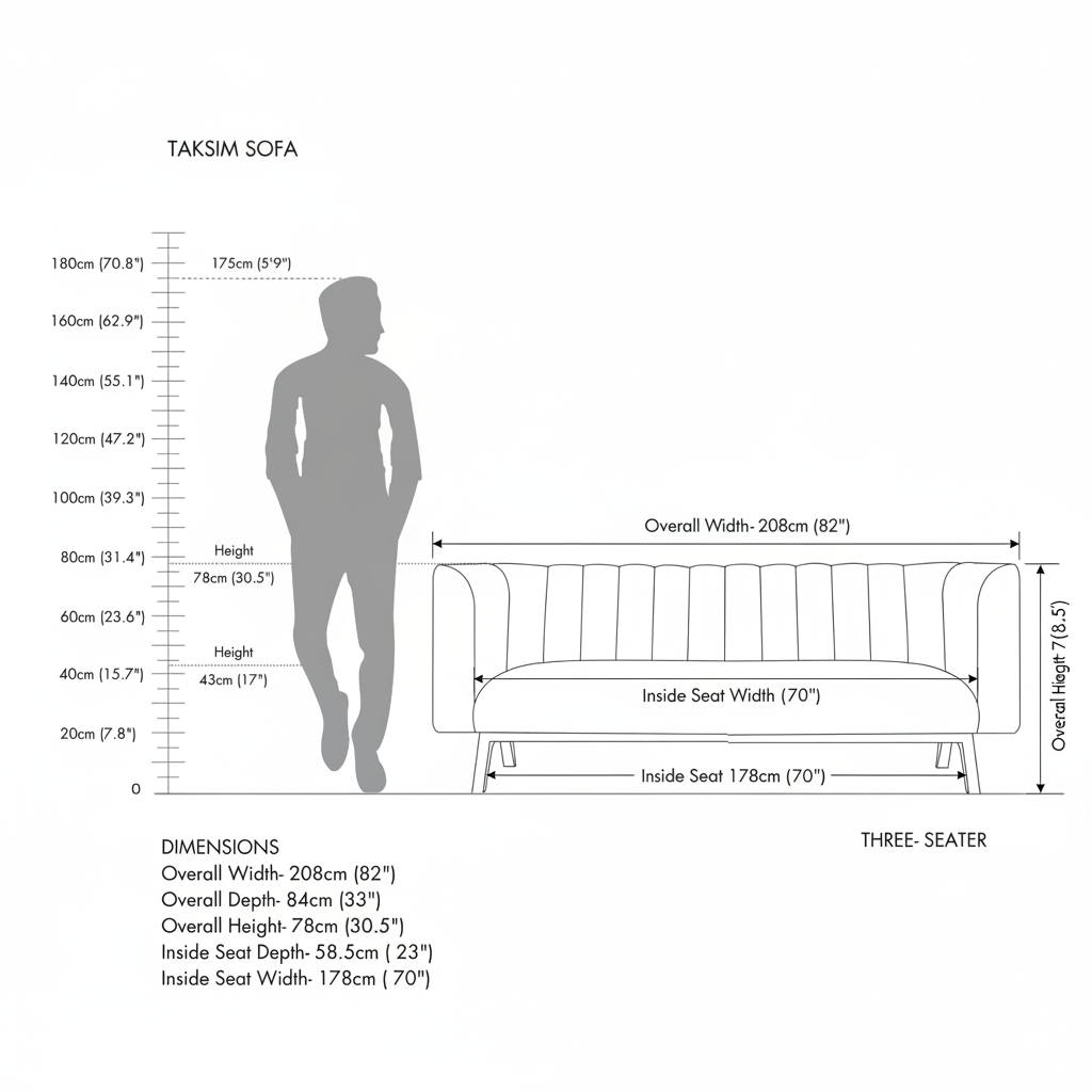 The Obsidian sofa dimension diagram