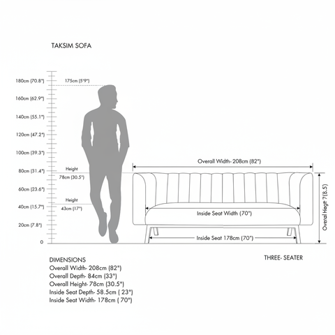 The Obsidian sofa dimension diagram