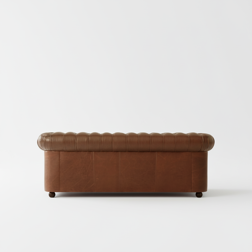 The Maharaja Chesterfield leather sofa straight back view white background