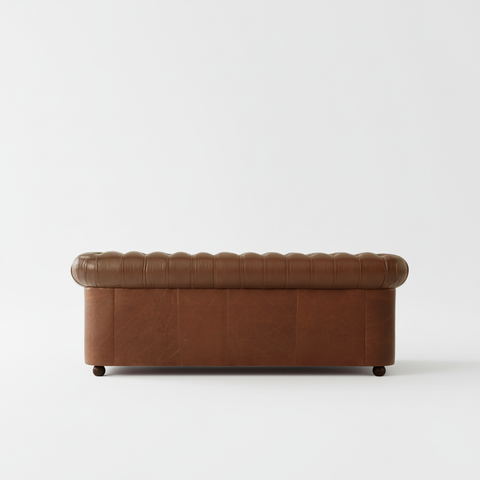 The Maharaja Chesterfield leather sofa straight back view white background