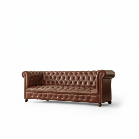 The Maharaja Chesterfield leather sofa front three-quarter view white background