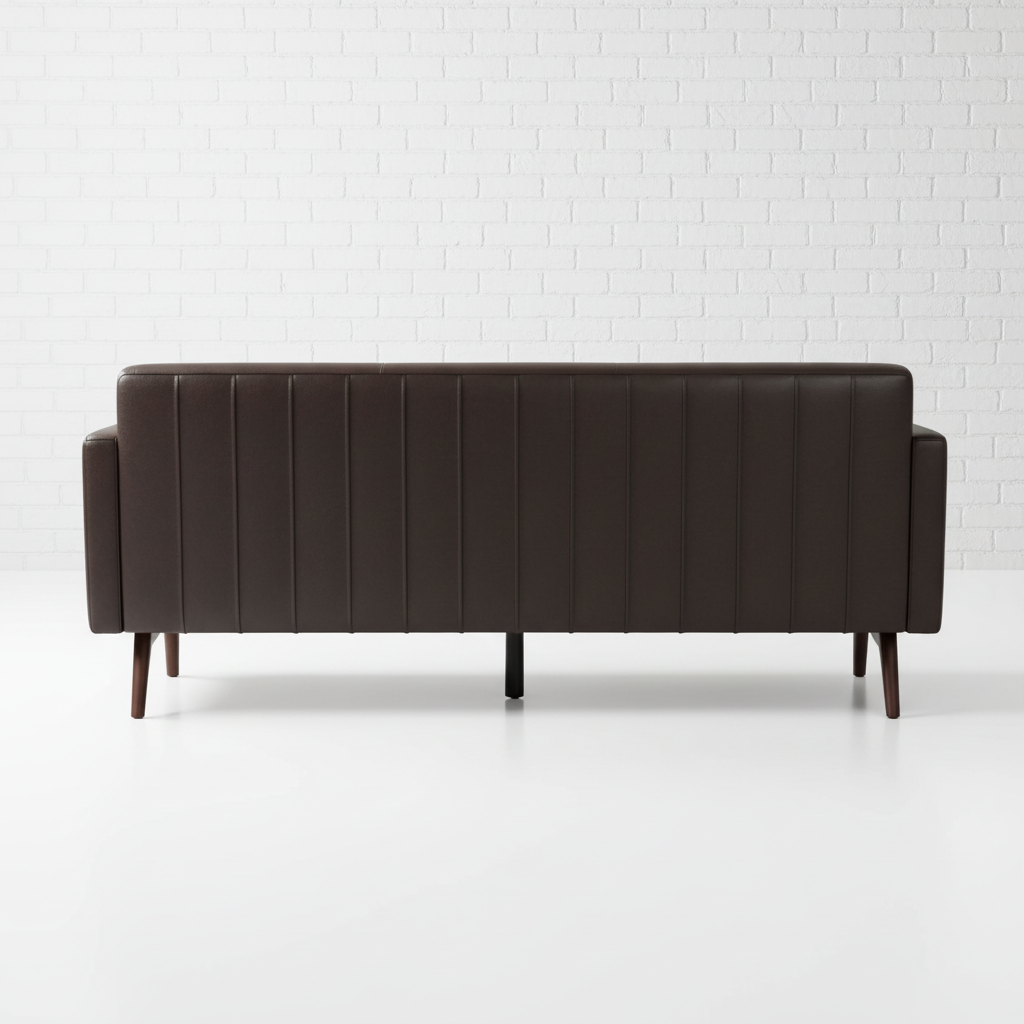 The Obsidian dark brown leather sofa back view