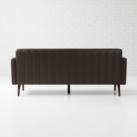 The Obsidian dark brown leather sofa back view