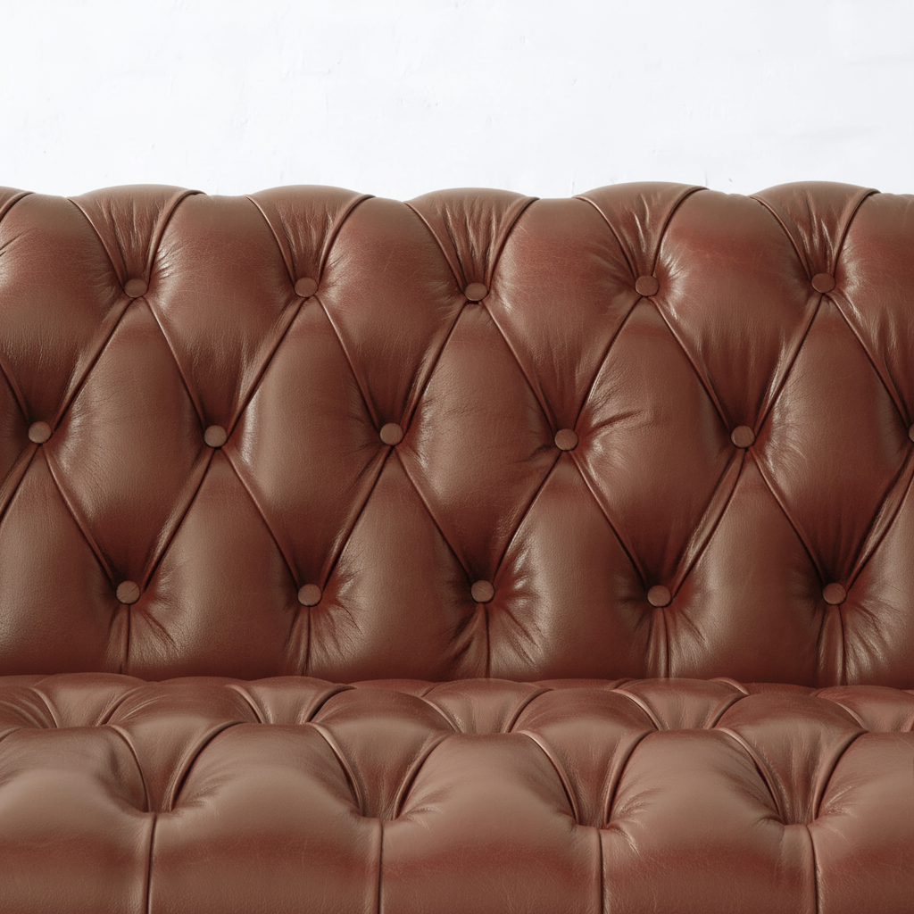 The Maharaja Chesterfield sofa deep diamond button tufting leather detail