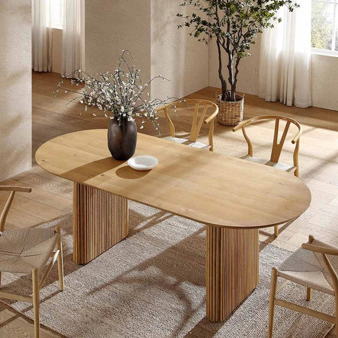 Arcus 6-8 Seater Extendable Oval Pedestal Dining Table – Solid Oak, Silver Oak Finish | Oakvello