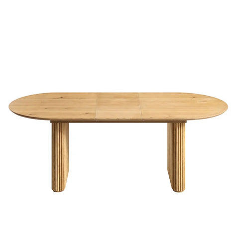 Arcus 6-8 Seater Extendable Oval Pedestal Dining Table – Solid Oak, Silver Oak Finish | Oakvello