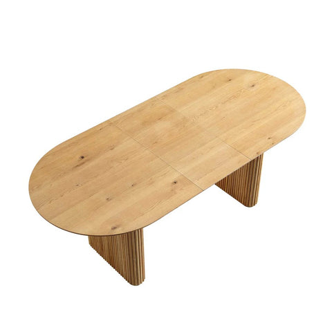 Arcus 6-8 Seater Extendable Oval Pedestal Dining Table – Solid Oak, Silver Oak Finish | Oakvello