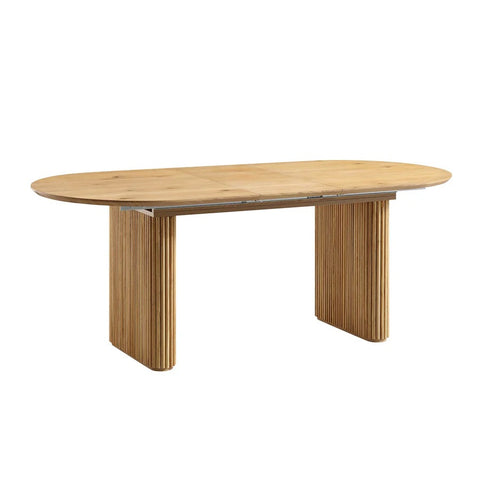 Arcus 6-8 Seater Extendable Oval Pedestal Dining Table – Solid Oak, Silver Oak Finish | Oakvello