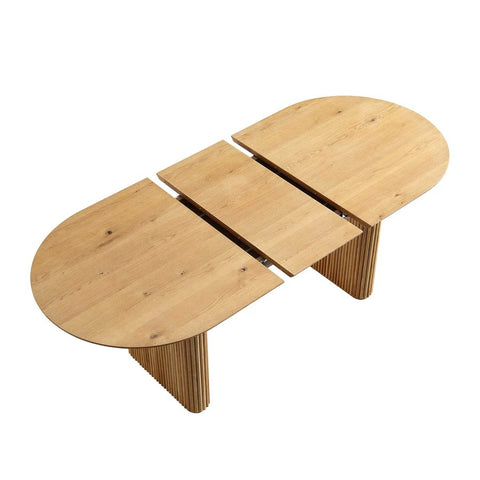 Arcus 6-8 Seater Extendable Oval Pedestal Dining Table – Solid Oak, Silver Oak Finish | Oakvello