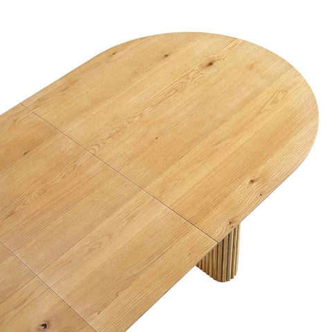 Arcus 6-8 Seater Extendable Oval Pedestal Dining Table – Solid Oak, Silver Oak Finish | Oakvello