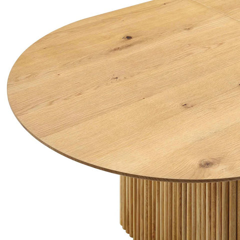 Arcus 6-8 Seater Extendable Oval Pedestal Dining Table – Solid Oak, Silver Oak Finish | Oakvello