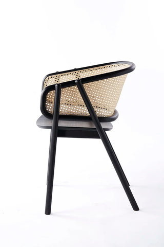 Ebonweave Artisan Cane Armchair – Black Solid Wood