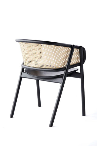 Ebonweave Artisan Cane Armchair – Black Solid Wood