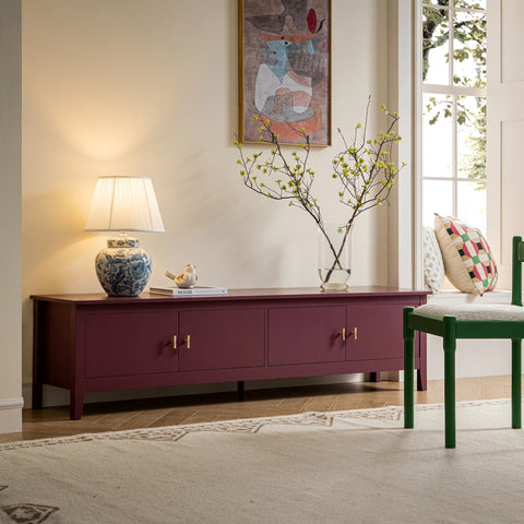 Noir 180cm Wide TV Unit, Wild Cherry