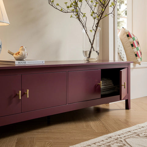 Noir 180cm Wide TV Unit, Wild Cherry