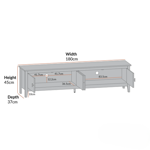 Noir 180cm Wide TV Unit, Wild Cherry