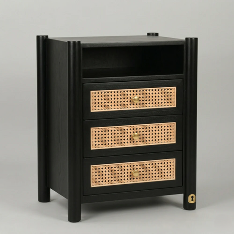 Elara Teak Wood Bedside Table | Luxury Bedroom Nightstand – Oakvello