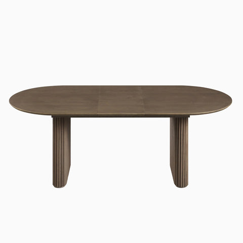 Arcus 6-8 Seater Extendable Oval Pedestal Dining Table – Solid Oak, Silver Oak Finish | Oakvello