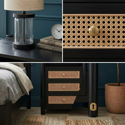 Elara Teak Wood Bedside Table | Luxury Bedroom Nightstand – Oakvello