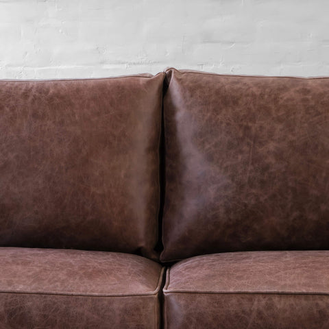 Casa Cognac 4-Seater Leather Sofa | Premium Dark Brown Couch with Lumbar Cushions
