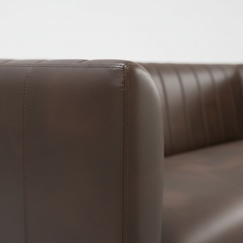 The Obsidian 3-Seater Dark Brown Leather Sofa | Channel Tufted