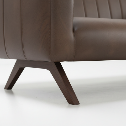 The Obsidian 3-Seater Dark Brown Leather Sofa | Channel Tufted