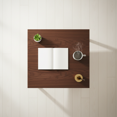Minimalist Dark Walnut Study Table | Solid Wood Writing Desk with Drawer – Oakvello